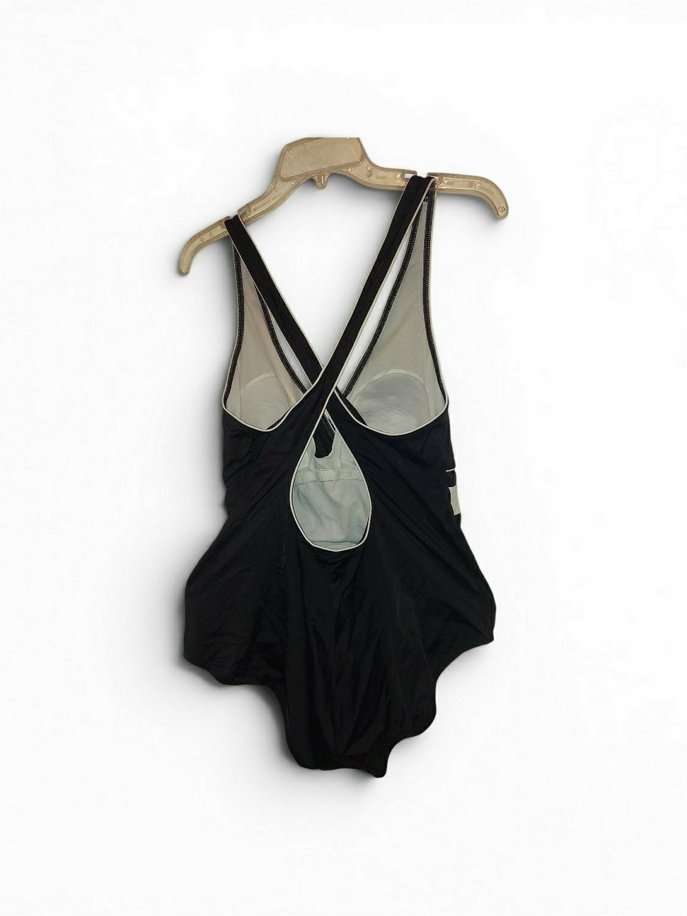 Speedo Black One-Piece Swimsuit with White Trim, Size 18 - Picture 2 of 5